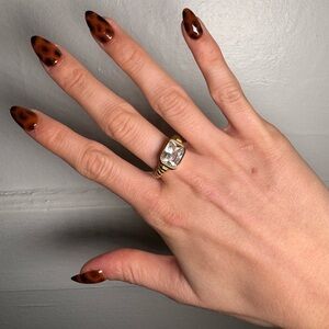 Gabriela Ceballos Gold Ring with Clear Gemstone